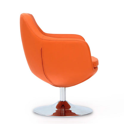 Manhattan Comfort - Caisson Faux Leather Accent Chair with Metal Legs in Orange and Polished Chrome - Set of 2 - 2-AC028-OR veiw 4