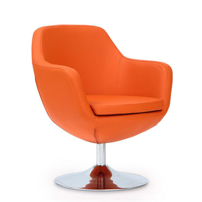Manhattan Comfort - Caisson Faux Leather Accent Chair with Metal Legs in Orange and Polished Chrome - AC028-OR veiw 2