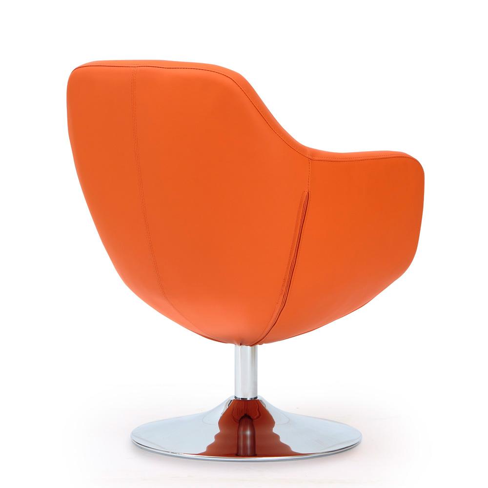 Manhattan Comfort - Caisson Faux Leather Accent Chair with Metal Legs in Orange and Polished Chrome - AC028-OR veiw 4