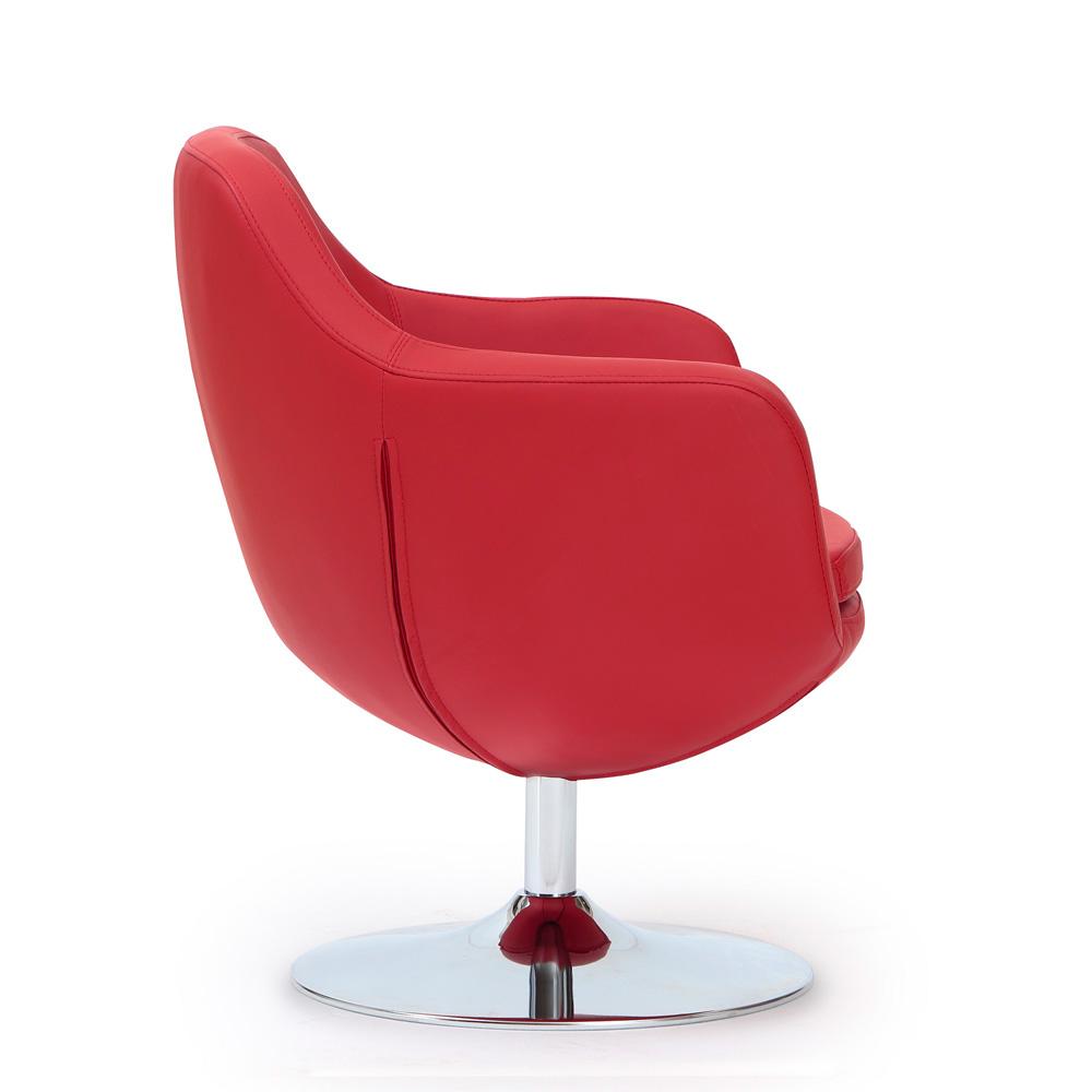 Manhattan Comfort - Caisson Faux Leather Accent Chair with Metal Legs in Red and Polished Chrome - AC028-RD veiw 3