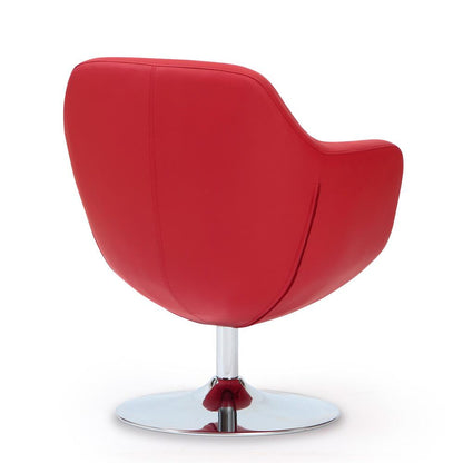 Manhattan Comfort - Caisson Faux Leather Accent Chair with Metal Legs in Red and Polished Chrome - AC028-RD veiw 4