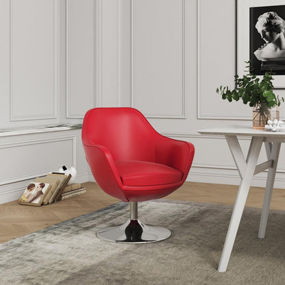 Manhattan Comfort - Caisson Faux Leather Accent Chair with Metal Legs in Red and Polished Chrome - AC028-RD veiw 5