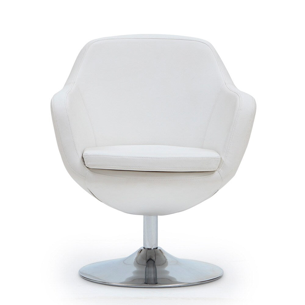 Manhattan Comfort - Caisson Faux Leather Accent Chair with Metal Legs in White and Polished Chrome - AC028-WH veiw 1