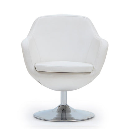 Manhattan Comfort - Caisson Faux Leather Accent Chair with Metal Legs in White and Polished Chrome - AC028-WH veiw 1