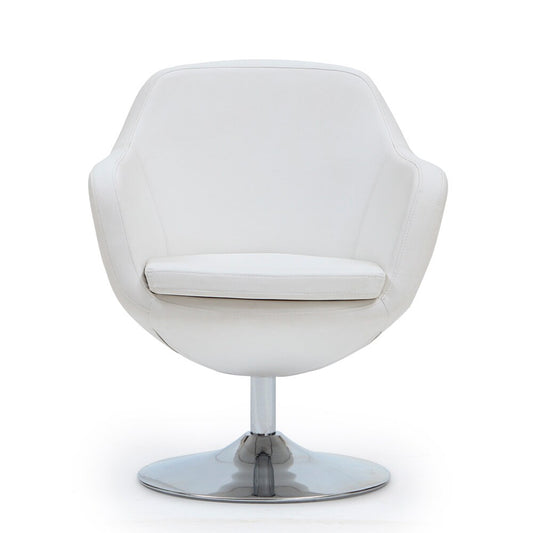 Manhattan Comfort - Caisson Faux Leather Accent Chair with Metal Legs in White and Polished Chrome - AC028-WH veiw 1