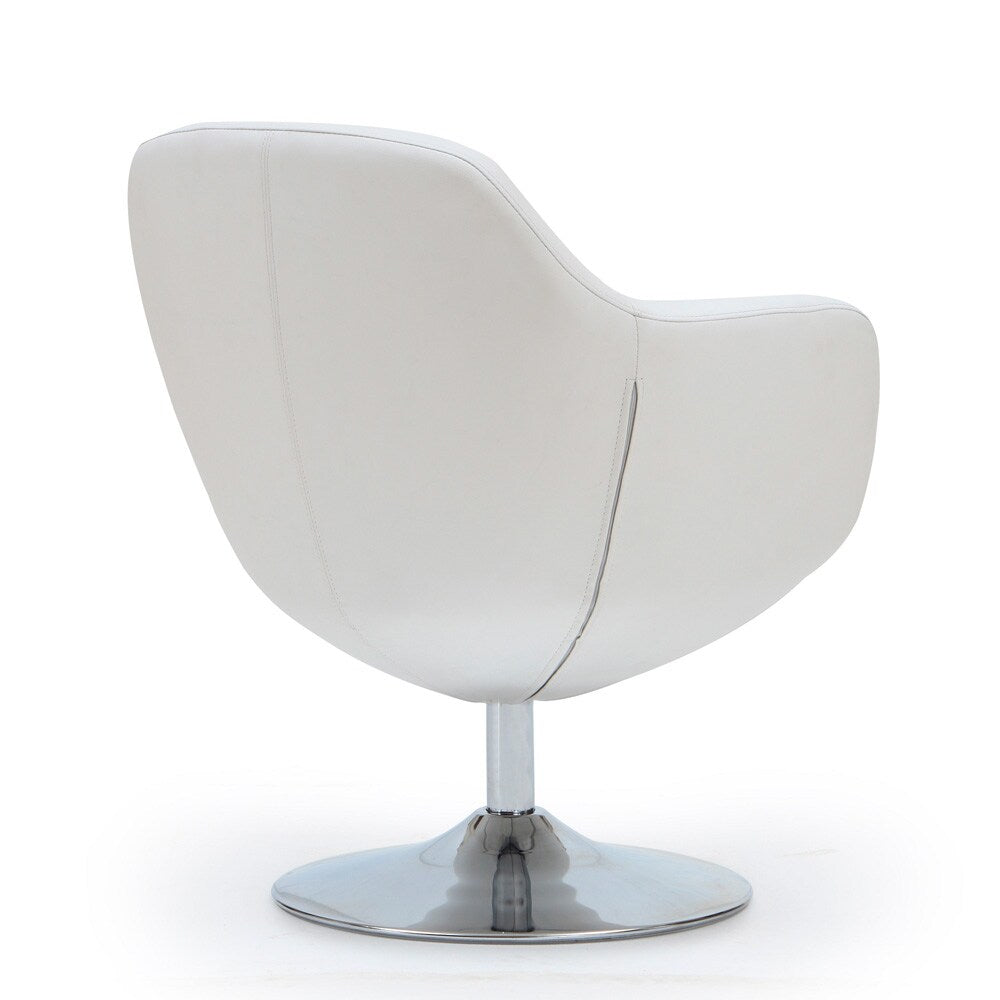 Manhattan Comfort - Caisson Faux Leather Accent Chair with Metal Legs in White and Polished Chrome - AC028-WH veiw 2