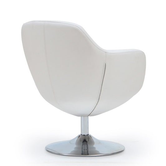 Manhattan Comfort - Caisson Faux Leather Accent Chair with Metal Legs in White and Polished Chrome - AC028-WH veiw 2