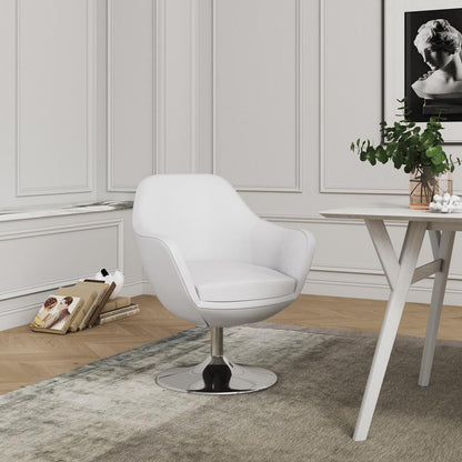 Manhattan Comfort - Caisson Faux Leather Accent Chair with Metal Legs in White and Polished Chrome - AC028-WH veiw 3