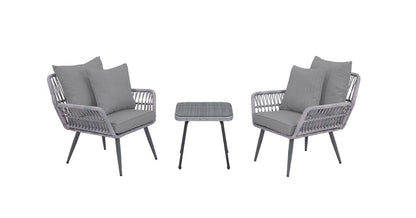 Manhattan Comfort - 3-Piece Cannes Polyester Patio 2- Person Seating Group with End Table with Iron Steel Legs in Grey - OD-CV012-GY veiw 1