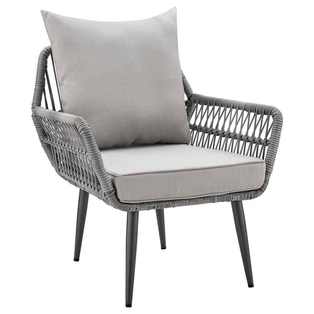 Manhattan Comfort - 3-Piece Cannes Polyester Patio 2- Person Seating Group with End Table with Iron Steel Legs in Grey - OD-CV012-GY veiw 2