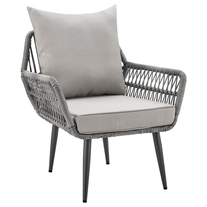 Manhattan Comfort - 3-Piece Cannes Polyester Patio 2- Person Seating Group with End Table with Iron Steel Legs in Grey - OD-CV012-GY veiw 2