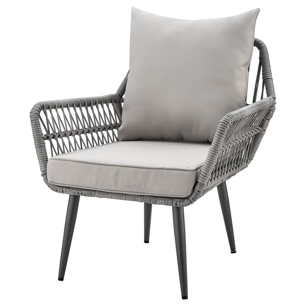 Manhattan Comfort - 3-Piece Cannes Polyester Patio 2- Person Seating Group with End Table with Iron Steel Legs in Grey - OD-CV012-GY veiw 4