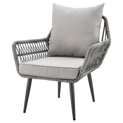 Manhattan Comfort - 3-Piece Cannes Polyester Patio 2- Person Seating Group with End Table with Iron Steel Legs in Grey - OD-CV012-GY veiw 4