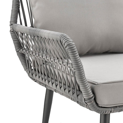 Manhattan Comfort - 3-Piece Cannes Polyester Patio 2- Person Seating Group with End Table with Iron Steel Legs in Grey - OD-CV012-GY veiw 7