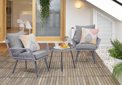 Manhattan Comfort - 3-Piece Cannes Polyester Patio 2- Person Seating Group with End Table with Iron Steel Legs in Grey - OD-CV012-GY veiw 10