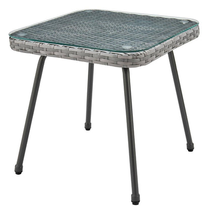 Manhattan Comfort - 3-Piece Cannes Polyester Patio 2- Person Seating Group with End Table with Iron Steel Legs in Grey and Cream - OD-CV012-CR veiw 3