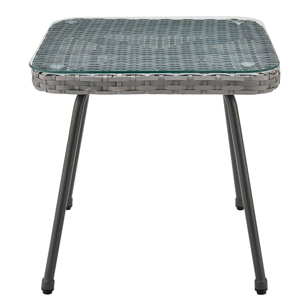 Manhattan Comfort - 3-Piece Cannes Polyester Patio 2- Person Seating Group with End Table with Iron Steel Legs in Grey and Cream - OD-CV012-CR veiw 5