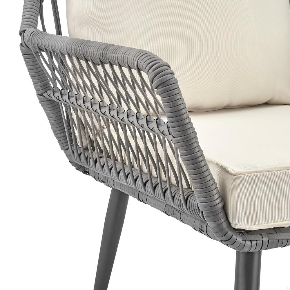 Manhattan Comfort - 3-Piece Cannes Polyester Patio 2- Person Seating Group with End Table with Iron Steel Legs in Grey and Cream - OD-CV012-CR veiw 7