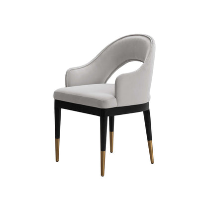 Manhattan Comfort - Carrington Velvet Dining Armchairs with Gold Stainless Steel Legs in Light Grey - Set of 2 - 2-DC089AR-LG veiw 2
