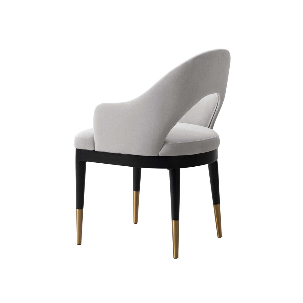 Manhattan Comfort - Carrington Velvet Dining Armchairs with Gold Stainless Steel Legs in Light Grey - Set of 2 - 2-DC089AR-LG veiw 4