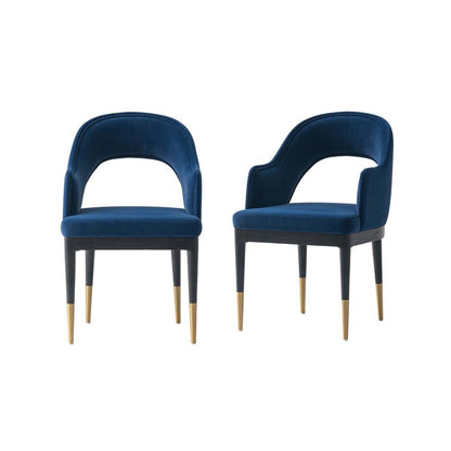 Manhattan Comfort - Carrington Velvet Dining Armchairs with Gold Stainless Steel Legs in Midnight Blue - Set of 2 - 2-DC089AR-BL veiw 1
