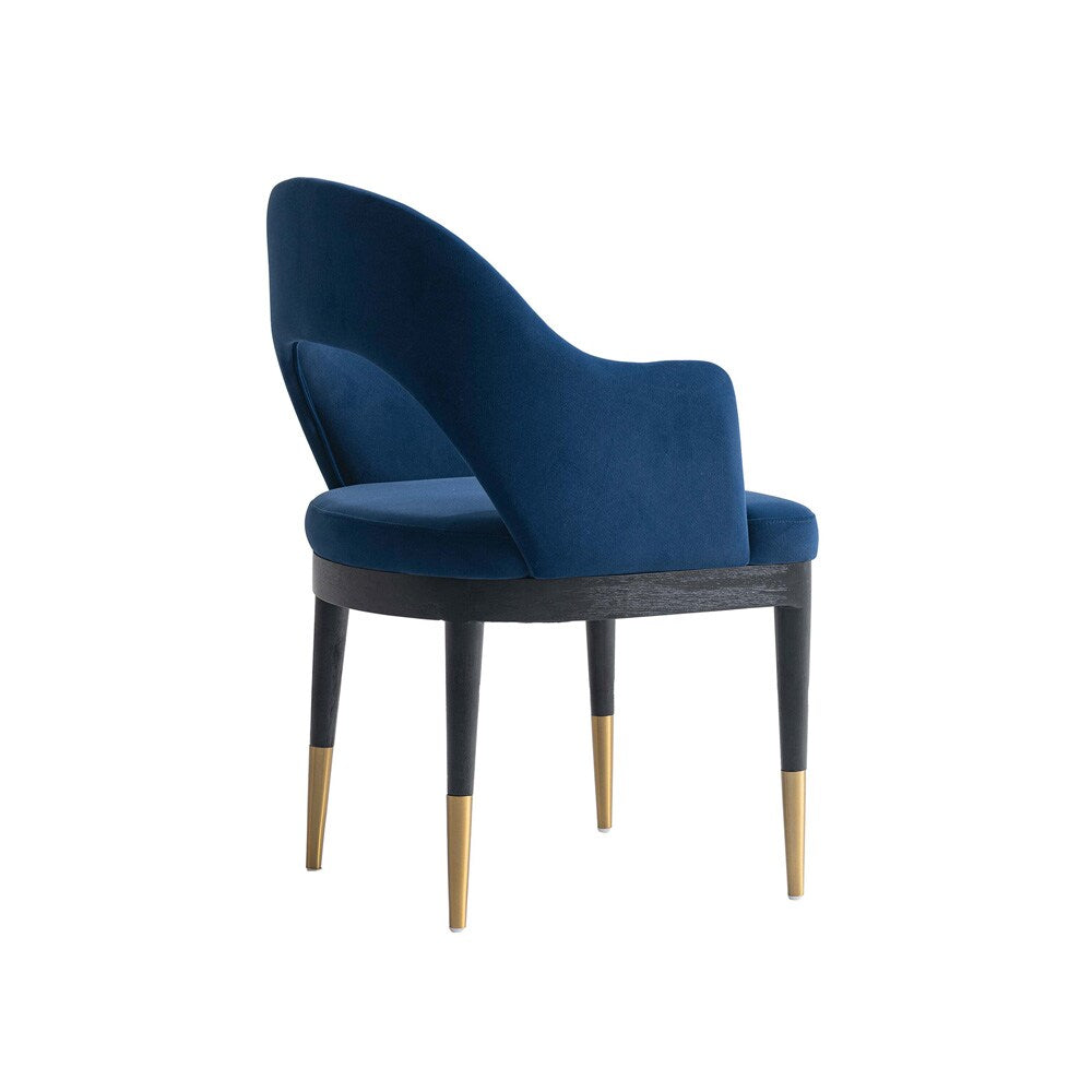 Manhattan Comfort - Carrington Velvet Dining Armchairs with Gold Stainless Steel Legs in Midnight Blue - Set of 2 - 2-DC089AR-BL veiw 3