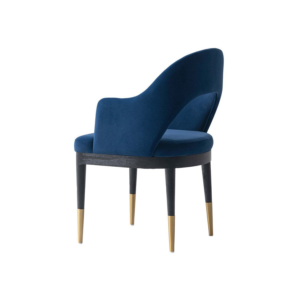 Manhattan Comfort - Carrington Velvet Dining Armchairs with Gold Stainless Steel Legs in Midnight Blue - Set of 2 - 2-DC089AR-BL veiw 5