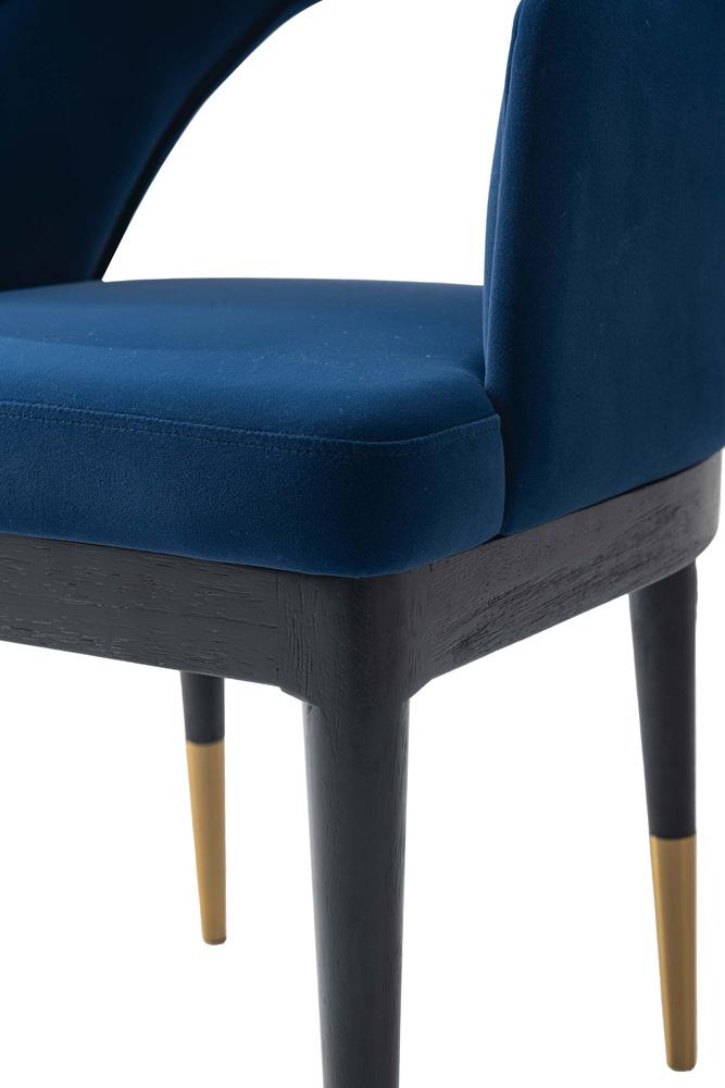 Manhattan Comfort - Carrington Velvet Dining Armchairs with Gold Stainless Steel Legs in Midnight Blue - Set of 2 - 2-DC089AR-BL veiw 7