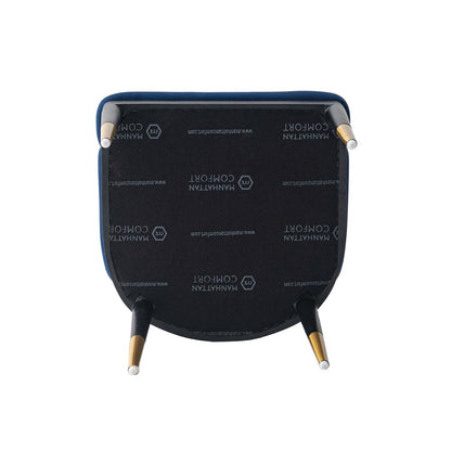 Manhattan Comfort - Carrington Velvet Dining Armchairs with Gold Stainless Steel Legs in Midnight Blue - Set of 2 - 2-DC089AR-BL veiw 8