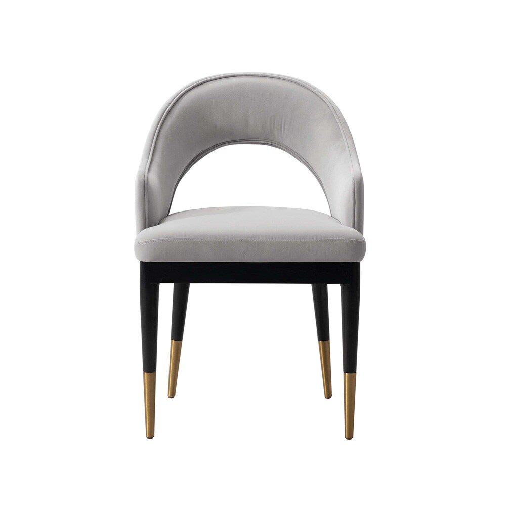 Manhattan Comfort - Carrington Velvet Dining Armchair with Gold Stainless Steel Legs in Light Grey - DC089AR-LG veiw 1