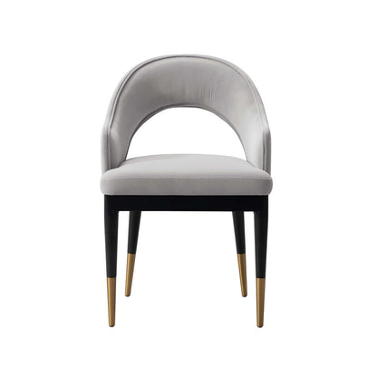 Manhattan Comfort - Carrington Velvet Dining Armchair with Gold Stainless Steel Legs in Light Grey - DC089AR-LG veiw 1