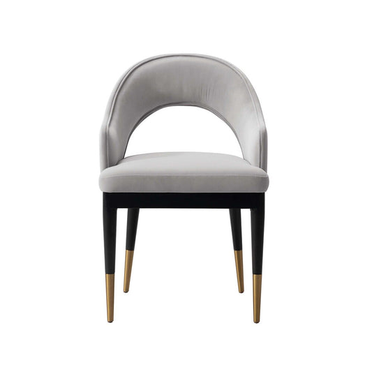 Manhattan Comfort - Carrington Velvet Dining Armchair with Gold Stainless Steel Legs in Light Grey - DC089AR-LG veiw 1