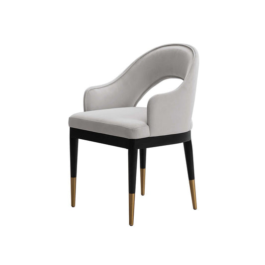 Manhattan Comfort - Carrington Velvet Dining Armchair with Gold Stainless Steel Legs in Light Grey - DC089AR-LG veiw 2