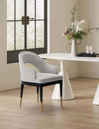 Manhattan Comfort - Carrington Velvet Dining Armchair with Gold Stainless Steel Legs in Light Grey - DC089AR-LG veiw 10