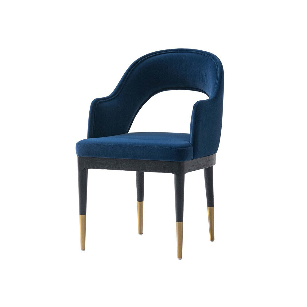 Manhattan Comfort - Carrington Velvet Dining Armchair with Gold Stainless Steel Legs in Midnight Blue - DC089AR-BL veiw 2