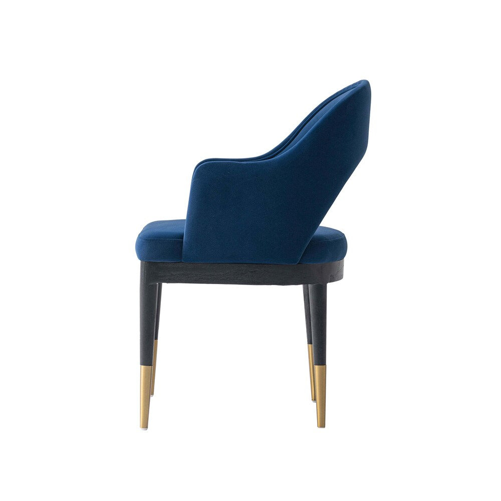 Manhattan Comfort - Carrington Velvet Dining Armchair with Gold Stainless Steel Legs in Midnight Blue - DC089AR-BL veiw 4
