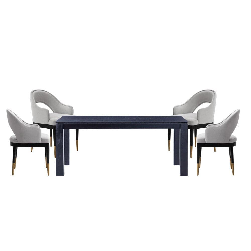 Manhattan Comfort - 5-Piece Carrington and Rockaway Velvet Dining with Dining Armchair - Gold Stainless SteelDining Table - American Solid Ash Wood Legs in Light GreyBlack - 4-DT02DC089AR-BKLG veiw 1