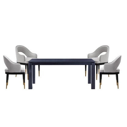 Manhattan Comfort - 5-Piece Carrington and Rockaway Velvet Dining with Dining Armchair - Gold Stainless SteelDining Table - American Solid Ash Wood Legs in Light GreyBlack - 4-DT02DC089AR-BKLG veiw 1