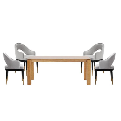 Manhattan Comfort - 5-Piece Carrington and Rockaway Velvet Dining with Dining Armchair - Gold Stainless SteelDining Table - American Solid Ash Wood Legs in Light GreyNature - 4-DT02DC089AR-NALG veiw 1
