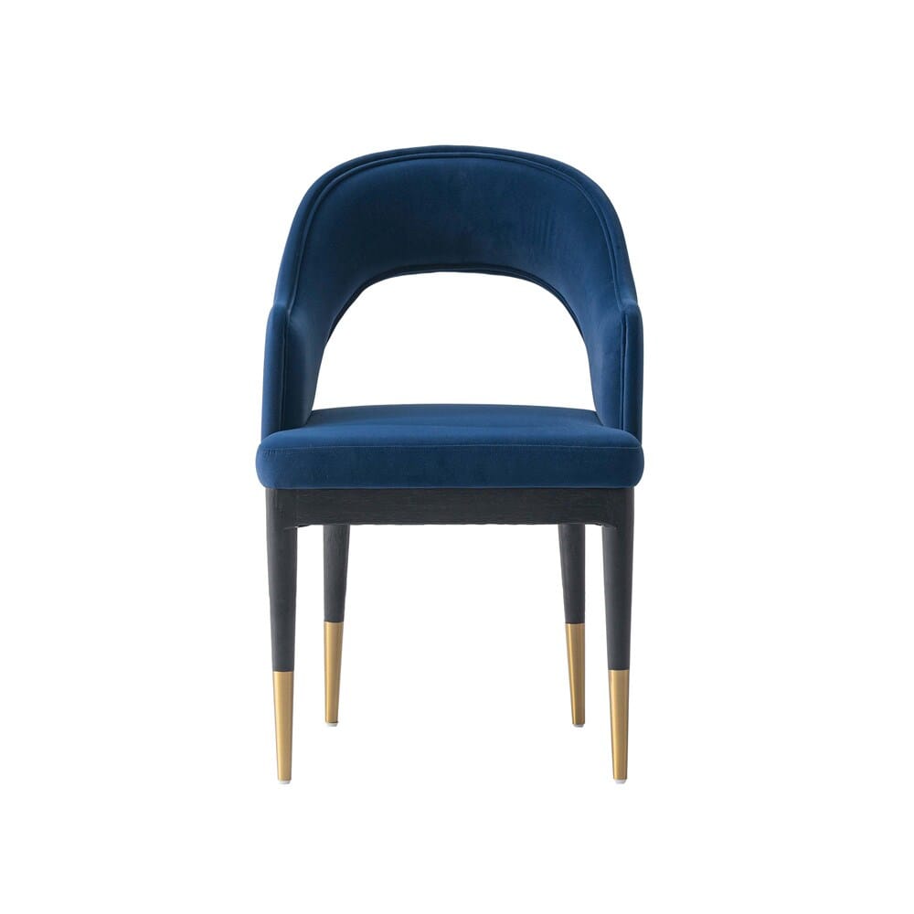 Manhattan Comfort - 7-Piece Carrington and Rockaway Velvet Dining with Dining Armchair - Gold Stainless SteelDining Table - American Solid Ash Wood Legs in Midnight BlueBlack - 6-DT02DC089AR-BKBL veiw 2