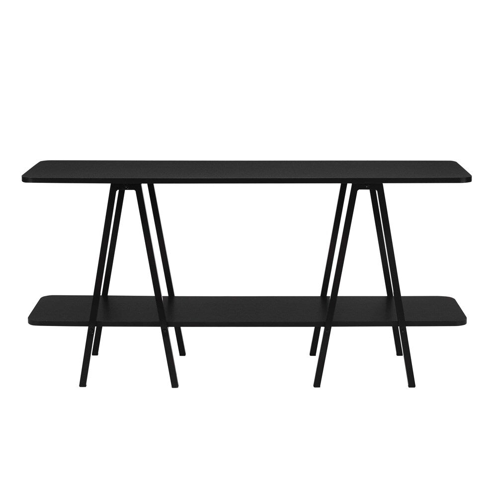 Manhattan Comfort - Celine Side Table / Console with 2 Fixed Shelves in Black - 25547-BK veiw 1