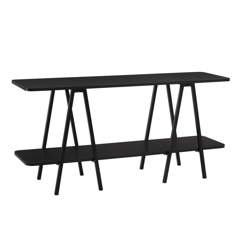Manhattan Comfort - Celine Side Table / Console with 2 Fixed Shelves in Black - 25547-BK veiw 2