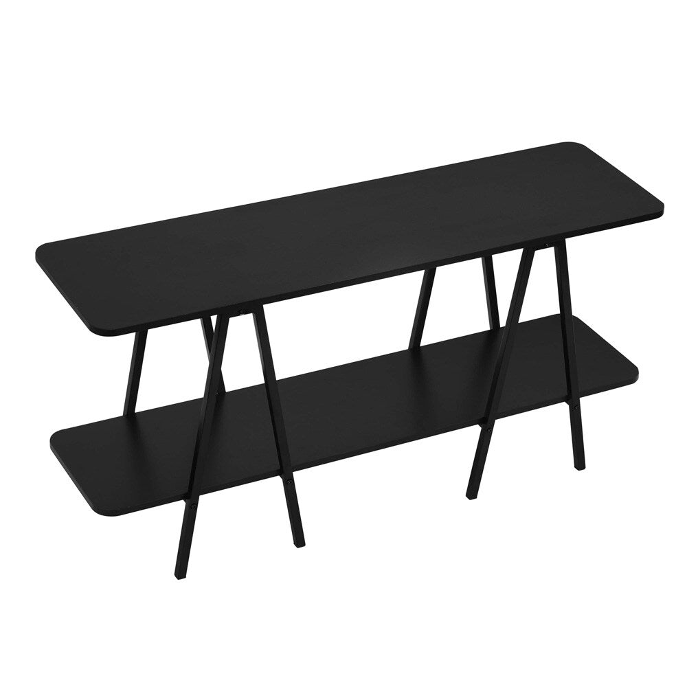 Manhattan Comfort - Celine Side Table / Console with 2 Fixed Shelves in Black - 25547-BK veiw 3