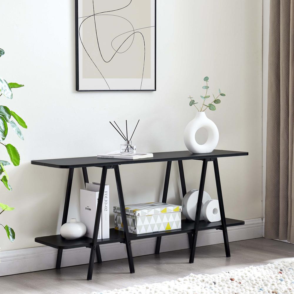Manhattan Comfort - Celine Side Table / Console with 2 Fixed Shelves in Black - 25547-BK veiw 8