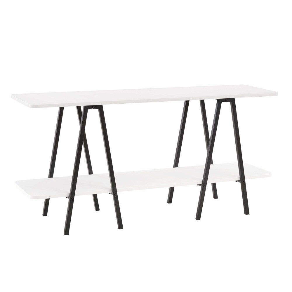 Manhattan Comfort - Celine Side Table / Console with 2 Fixed Shelves in White - 25547-WH veiw 2
