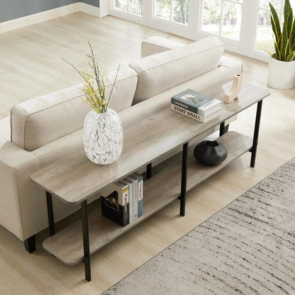 Manhattan Comfort - Celine Side Table / Console with 2 Fixed Shelves Shelves in Grey - 25555-GY veiw 8