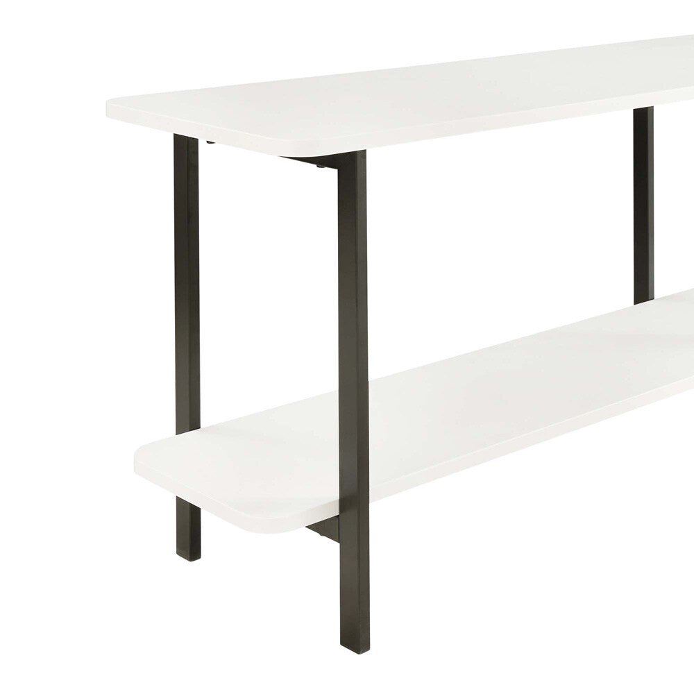 Manhattan Comfort - Celine Side Table / Console with 2 Fixed Shelves Shelves in White - 25555-WH veiw 6