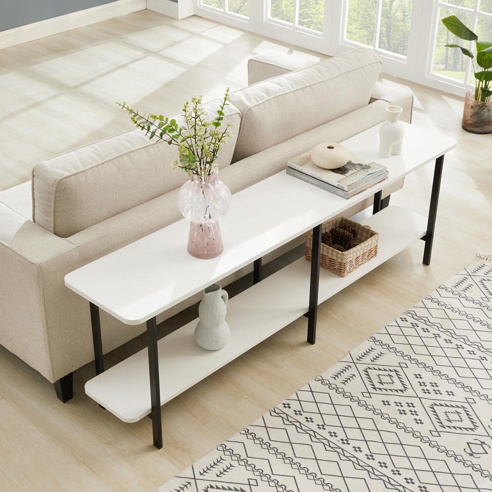 Manhattan Comfort - Celine Side Table / Console with 2 Fixed Shelves Shelves in White - 25555-WH veiw 8