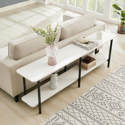 Manhattan Comfort - Celine Side Table / Console with 2 Fixed Shelves Shelves in White - 25555-WH veiw 8