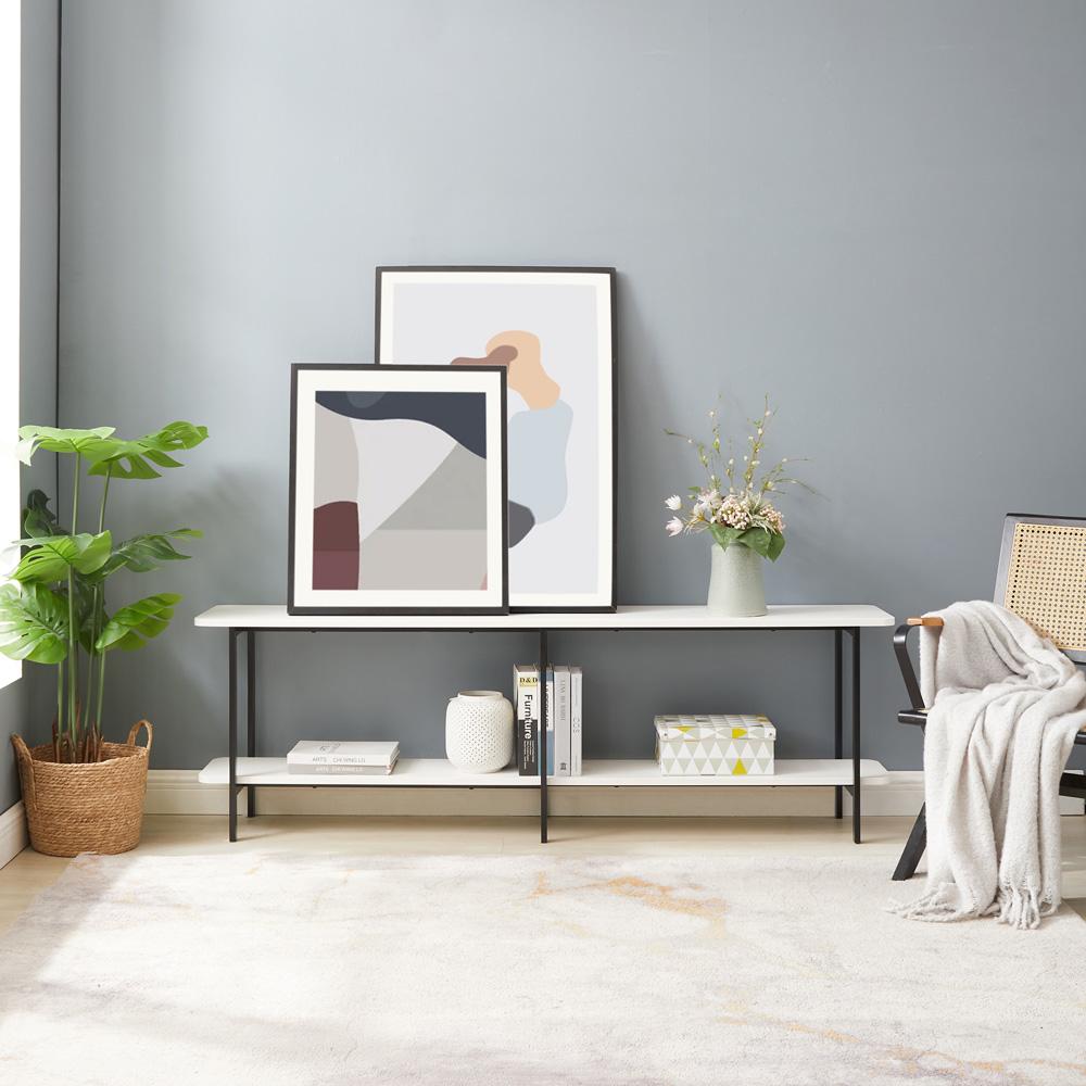 Manhattan Comfort - Celine Side Table / Console with 2 Fixed Shelves Shelves in White - 25555-WH veiw 9